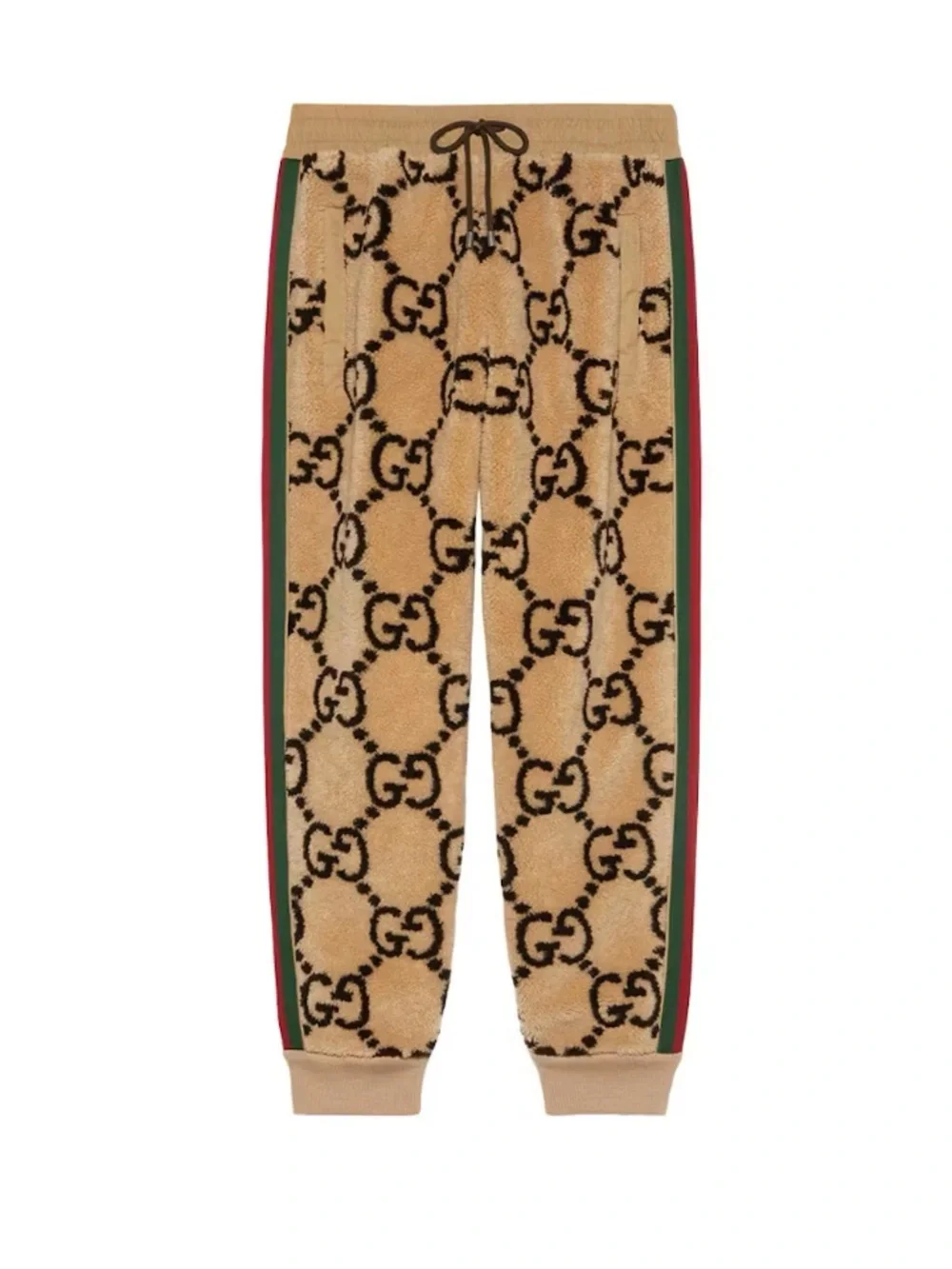 Gucci GG Jacquard Jogging Pants Wool Beige Ebony Striped Men’s Large